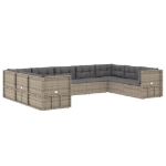 Set Divani da Giardino 9 pz con Cuscini in Polyrattan Grigio