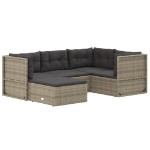 Set Divani da Giardino 5 pz con Cuscini in Polyrattan Grigio