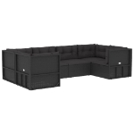 Set Mobili da Giardino 6 pz con Cuscini in Polyrattan Nero