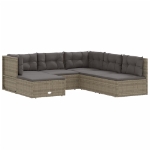 Set Divani da Giardino 6 pz con Cuscini in Polyrattan Grigio