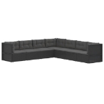 Set Salotto da Giardino con Cuscini 7pz Nero Polyrattan