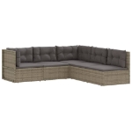 Set Divani da Giardino 5 pz con Cuscini in Polyrattan Grigio