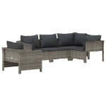 Set Divani da Giardino 5 pz con Cuscini in Polyrattan Grigio