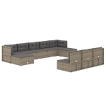 Set Divani da Giardino 10 pz con Cuscini in Polyrattan Grigio