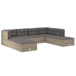 Set Divani da Giardino 8 pz con Cuscini in Polyrattan Grigio