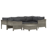 Set Divani da Giardino 7 pz con Cuscini in Polyrattan Grigio