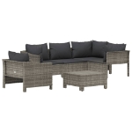 Set Divani da Giardino 6 pz con Cuscini in Polyrattan Grigio