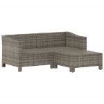 Set Divani da Giardino 3 pz con Cuscini in Polyrattan Grigio