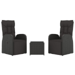 Set Mobili da Giardino 3 pz Nero Polyrattan e Acciaio