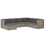 Set Divani da Giardino 7 pz con Cuscini in Polyrattan Grigio