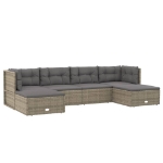 Set Divani da Giardino 6 pz con Cuscini in Polyrattan Grigio