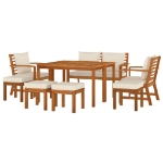 Set da Pranzo da Giardino 9pz con Cuscini Legno Massello Acacia