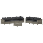 Set Divani da Giardino 8 pz con Cuscini in Polyrattan Grigio