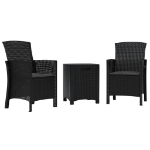 Set Divani da Giardino 3 pz con Cuscini in Rattan PP Grafite