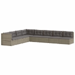 Set Divani da Giardino 8 pz con Cuscini in Polyrattan Grigio