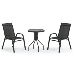 Set da Bistrot per Giardino 3 pz Nero