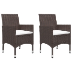 Set Bistrot Giardino 3 pz Polyrattan e Vetro Temperato Marrone