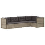 Set Divani da Giardino 5 pz con Cuscini in Polyrattan Grigio