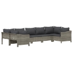 Set Divani da Giardino 7 pz con Cuscini in Polyrattan Grigio