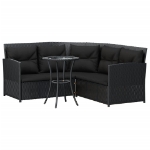 Set Divano a L con Cuscini 2 pz Nero in Polyrattan