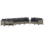 Set Divani da Giardino 8 pz con Cuscini in Polyrattan Grigio