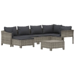 Set Divani da Giardino 7 pz con Cuscini in Polyrattan Grigio