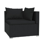 Set Divani da Giardino 6 pz con Cuscini in Polyrattan Nero