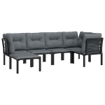 Set Salotto da Giardino 6 pz in Polyrattan Nero e Grigio