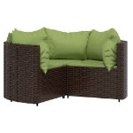 Set Mobili da Giardino 4 pz con Cuscini in Polyrattan Marrone