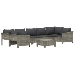 Set Divani da Giardino 8 pz con Cuscini in Polyrattan Grigio