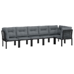 Set Salotto da Giardino 6 pz in Polyrattan Nero e Grigio