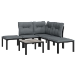 Set Salotto da Giardino 6 pz in Polyrattan Nero e Grigio