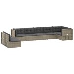 Set Divani da Giardino 8 pz con Cuscini in Polyrattan Grigio