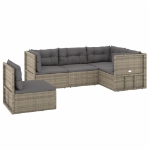 Set Divani da Giardino 5 pz con Cuscini in Polyrattan Grigio