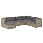 Set Divani da Giardino 7 pz con Cuscini in Polyrattan Grigio