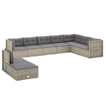 Set Divani da Giardino 9 pz con Cuscini in Polyrattan Grigio