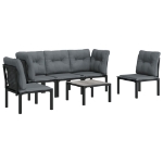 Set Salotto da Giardino 6 pz in Polyrattan Nero e Grigio