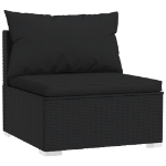 Set Divani da Giardino 11 pz con Cuscini in Polyrattan Nero