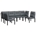 Set Salotto da Giardino 6 pz in Polyrattan Nero e Grigio