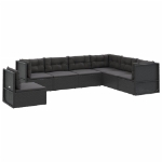 Set Salotto da Giardino con Cuscini 7pz Nero Polyrattan