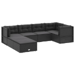 Set Salotto da Giardino con Cuscini 7pz Nero Polyrattan