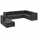 Set Mobili da Giardino con Cuscini 8 pz Nero in Polyrattan