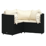 Set Divani da Giardino 4 pz con Cuscini Nero in Polyrattan