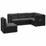 Set Divani da Giardino 5 pz con Cuscini Nero in Polyrattan