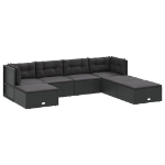 Set Salotto da Giardino con Cuscini 7pz Nero Polyrattan