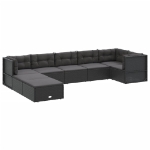 Set Mobili da Giardino con Cuscini 8 pz Nero in Polyrattan