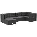 Set Mobili da Giardino 6 pz con Cuscini in Polyrattan Nero