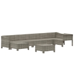 Set Divani da Giardino 8 pz con Cuscini in Polyrattan Grigio