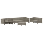 Set Divani da Giardino 9 pz con Cuscini in Polyrattan Grigio