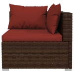 Set Divani da Giardino 5 pz con Cuscini in Poly Rattan Marrone